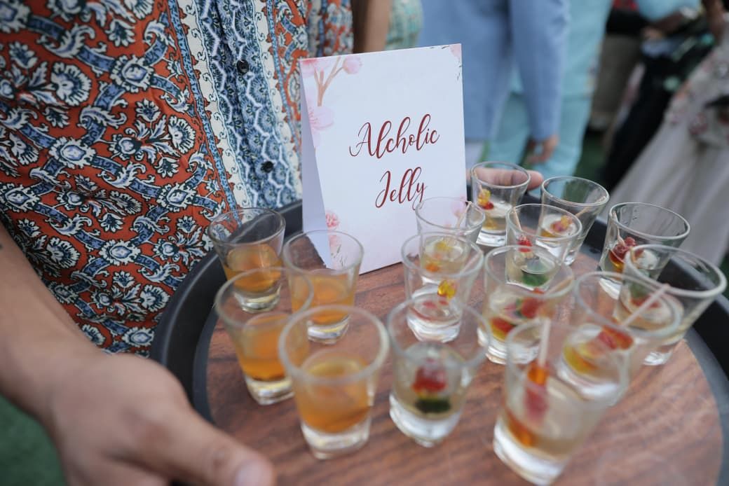 Alcoholic jelly shots on a tray