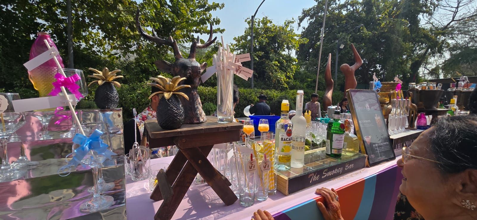 Outdoor day bar with deer prop