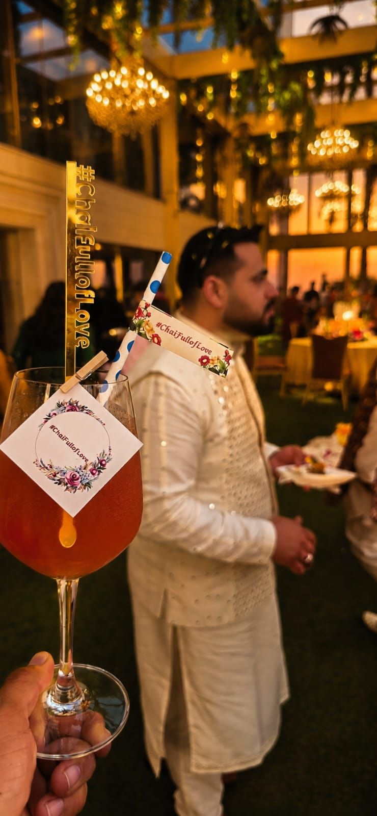 Personalised #ChaiFullofLove stirrer, tag and straw flag